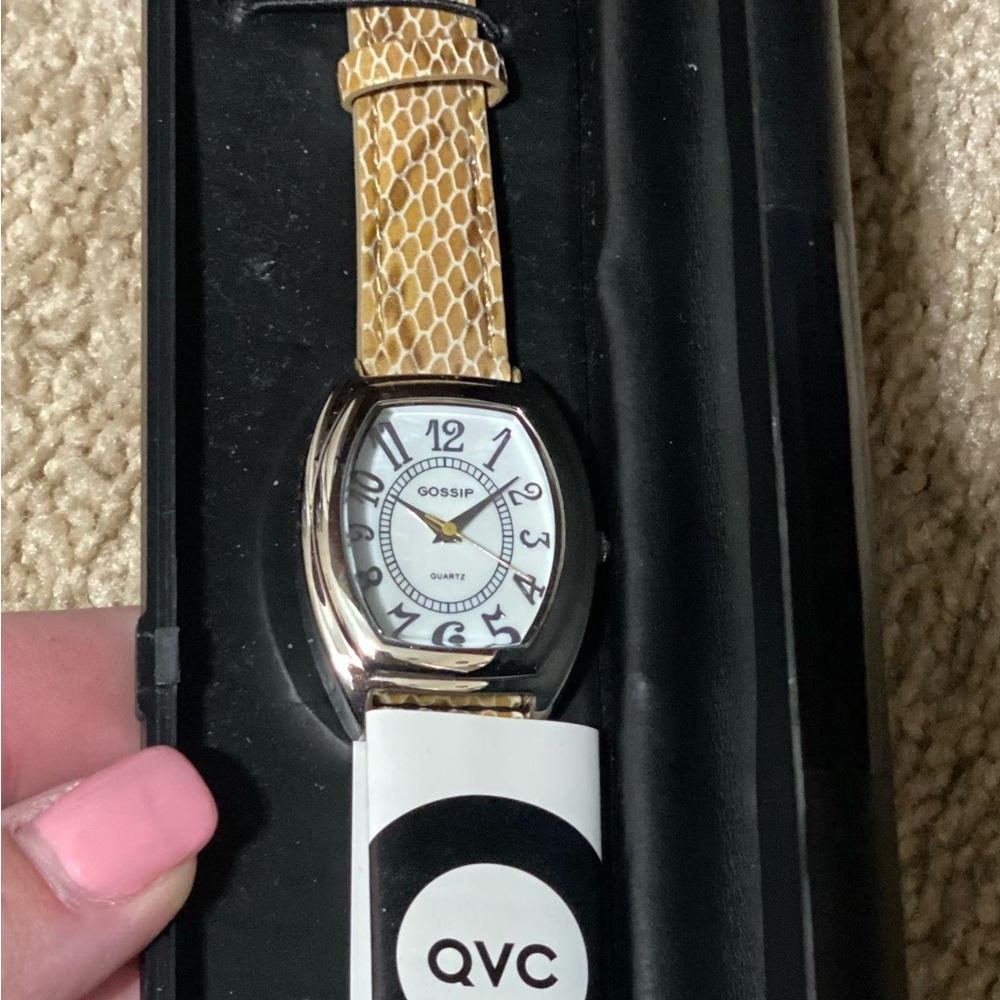 QVC Gossip watch with snakeskin print bands